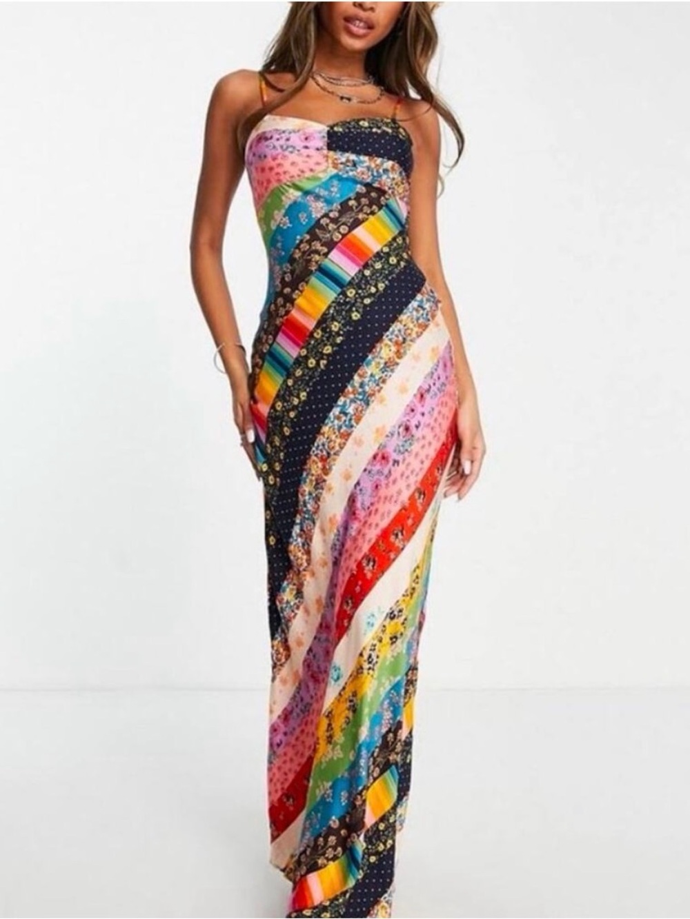 Offer $230 *UNICORN* Free People Patchwork Floral Slip Dress *HARD TO FIND* - Picture 3 of 13
